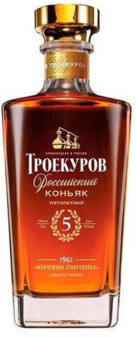 Коньяк Жемчужина Ставрополья Троекуров 40% Российский пятилетний, 500 мл., стекло