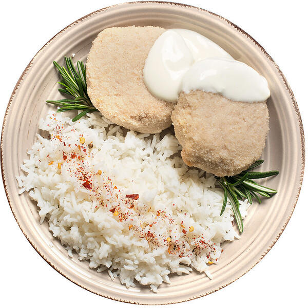 Биточек из индейки запеченный с рисом, «Вкусно Детям», 250 г, Россия