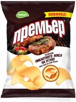Чипсы картофельные Премьер со вкусом пикантного мяса на углях 70 гр., флоу-пак