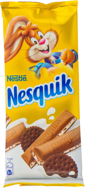 Шоколад NESQUIK Молочный с молочной начинкой и какао-печеньем 95г