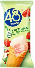 Мороженое Nestle 48 копеек клубника пломбир стаканчик 91 гр., флоу-пак