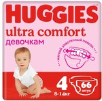 Подгузники для девочек Huggies Ultra Confort 4 (8-14 кг), 66 шт.