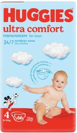 Подгузники для мальчиков Huggies Ultra Confort 4 (8-14 кг), 66 шт.