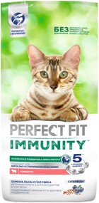 Корм сухой для иммунитета кошек PERFECT FIT Immunity говядина семена льна голубика, 5,5 кг