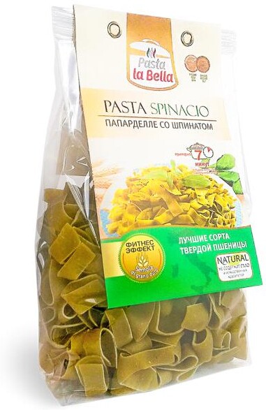 Макаронные изделия со шпинатом Pasta la Bella Папарделле, 250 гр., флоу-пак