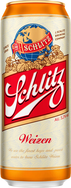 Пиво Schlitz Weizen пшеничное светлое пастеризованное нефильтрованное осветленное, 430мл