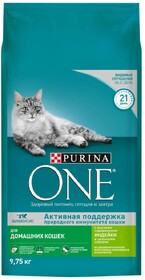 Сухой корм для домашних кошек Purina ONE для домашних кошек, с индейкой, 9,75 кг