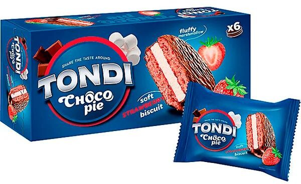 Кондитерское изделие «Яшкино» Tondi choco Pie клубничное, 180 г