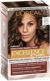 Крем-краска для волос L'Oreal Paris Excellence Creme 5U универсальный светло-каштановый, без аммиака