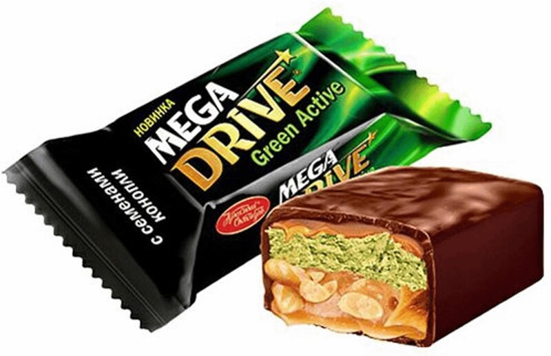 Конфеты Красный Октябрь Mega Drive Green Active, 210 гр., флоу-пак