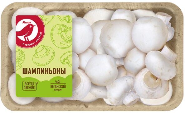 Грибы АШАН Красная птица шампиньоны, 400 г