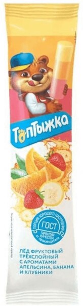 Фруктовый лед «Топтыжка» апельсин банан клубника 3,5%, 50 г