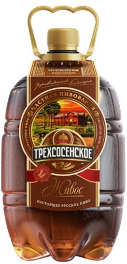 Пиво темное Бархатное живое 4,6% Трехсосенское 1,3л