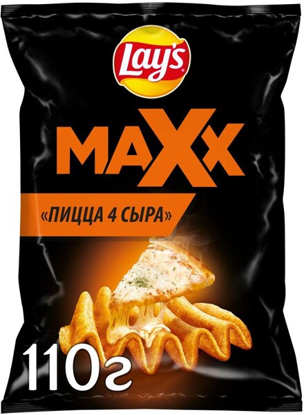 Чипсы картофельные рифленые Lay's Max Пицца 4 сыра, 110 г