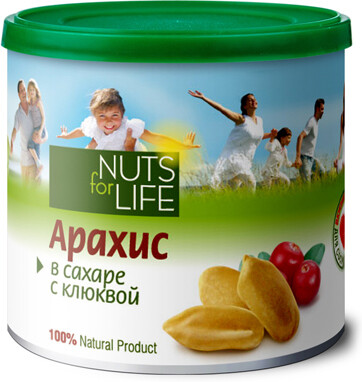 Арахис в сахаре с клюквой Nuts for life, 115 г