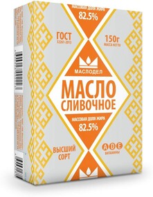 Масло сладко-сливочное «Маслодел» Традиционное, 150 г