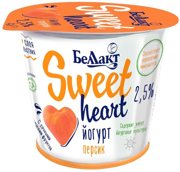 Йогурт Беллакт Персик 2,5% 150 гр., стакан