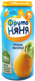 Пюре ФрутоНяня с яблоком и грушей без сахара с 5 месяцев 250 г