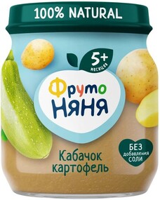 Пюре детское Фрутоняня 100% Natural 110г кабачок, картофель