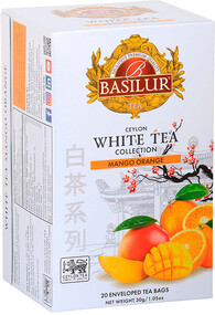 Чай Basilur Белый чай со вкусом манго и апельсин 20 пакетиков 30 гр., картон