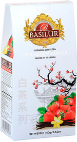 Чай белый Basilur клубника-ваниль листовой 100 гр., картон