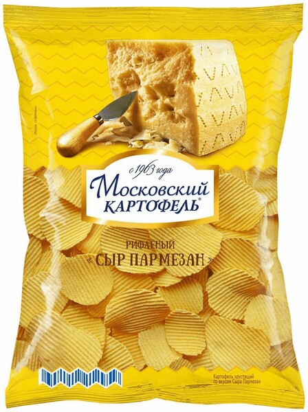 Чипсы Московский картофель рифленые со вкусом сыра пармезан, 70 г
