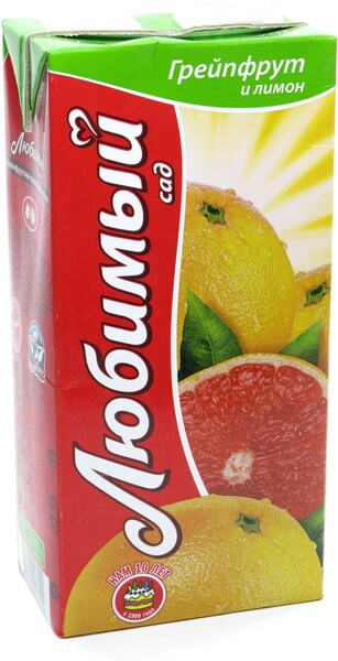 Сок грейпфрут лимон Любимый Сад, 1 л., тетра-пак