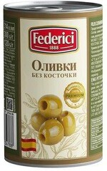 Оливки Federici без косточки, 300 гр., ж/б