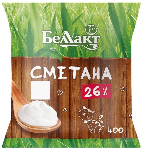Сметана Беллакт 26% 400 гр., фин-пак