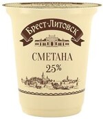 Сметана Брест-Литовск 25% 250 гр., стакан