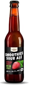Пивной напиток «Василеостровская пивоварня» Smoothies Sour Ale Strawberry and Mint светлый нефильтрованный, 330 мл