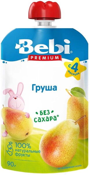 Пюре фруктовое Bebi Premium Груша 90 гр., дой-пак с дозатором