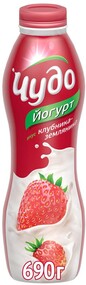 Йогурт Чудо фруктовый питьевой со вкусом клубники и земляники 2.4% 690 г