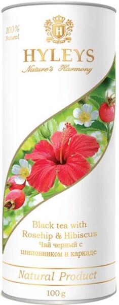 Чай Hyleys Подарочный шиповник и каркадэ 50 гр., туба
