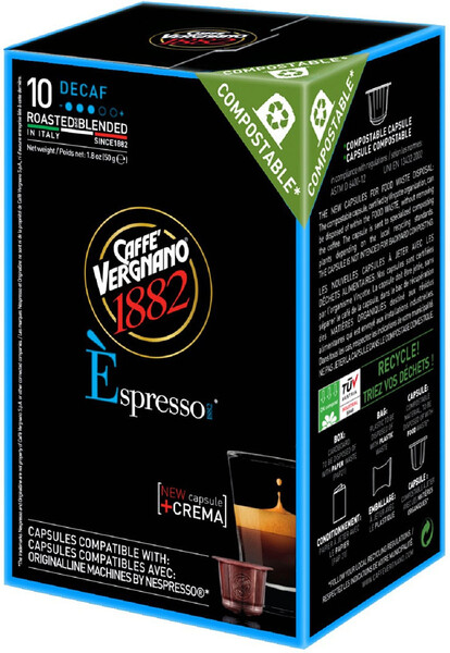 Кофе в капсулах Caffe Vergnano 1882 Espresso Decaf(Декафенированный) 10 шт.*5гр.