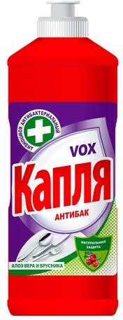 Средство для мытья посуды Весна Капля VOX для посуды чистота эффект алоэ вера и брусника, 450 мл., ПЭТ
