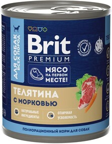 Корм консервированный для собак Brit телятина с морковью, 750 г