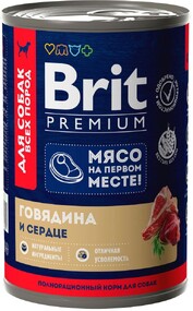 Корм консервированный для собак Brit говядина и сердце, 410 г