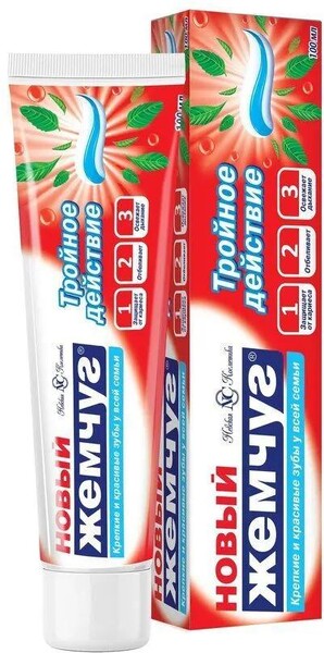 Зубная паста Новый Жемчуг Тройное действие 100 мл., картон
