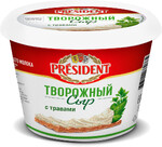 Сыр творожный President с травами 54%, 140 г