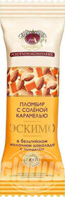 Мороженое пломбир А.Ростагрокомплекс эскимо с соленой карамелью и миндалем в бельгийском молочном шоколаде  15%, 65 г