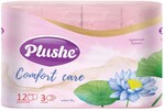 Бумага туалетная Plushe Comfort care water lily розовая 3 слоя, 12 рулонов