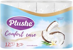 Бумага туалетная Plushe Comfort care Coconut & Vanilla 3 слоя, 12 рулонов