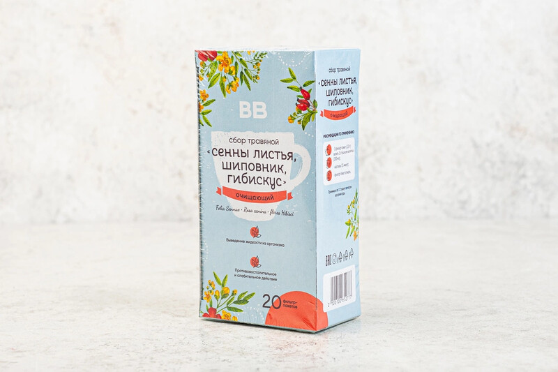 Сбор травяной «Сенны листья, шиповник, гибискус» очищающий, 20 фильтр/пакетов