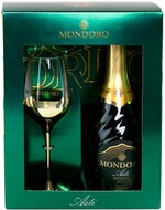 Вино игристое Mondoro Asti белое сладкое с бокалом в подарочной упаковке Италия, 0,75 л