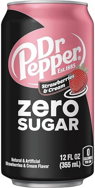 Напиток Dr.Pepper Strawberry Cream ZERO безалкогольный сильногазированный 355 мл., ж/б