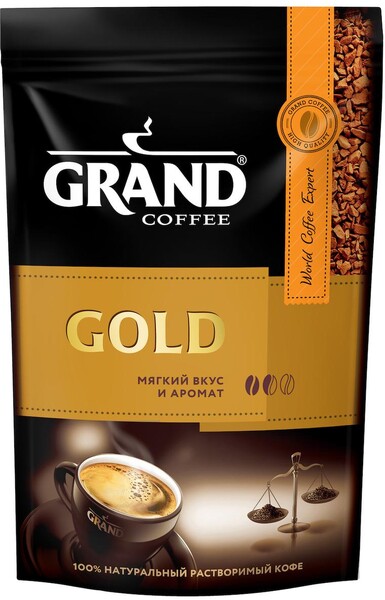 Кофе растворимый сублимированный Grand Gold, 47,5 гр., Дой-пак