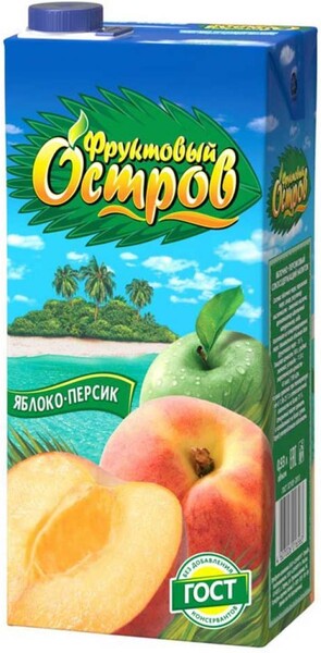 Сок Фруктовый остров Яблоко-персик для детского питания старше 3х лет, 1.9 л., тетра-пак