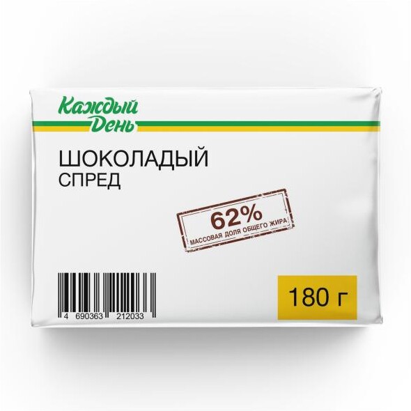 Спред шоколадный «Каждый день» 62%, 180 г