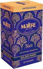 Чай Maitre de The GOLDEN MAGIC черный с добавками 20 пакетиков 40 гр., картон